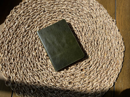 Handmade Italian Leather Thin Pocket Notebook - Small Travel Journal 5" x 4"