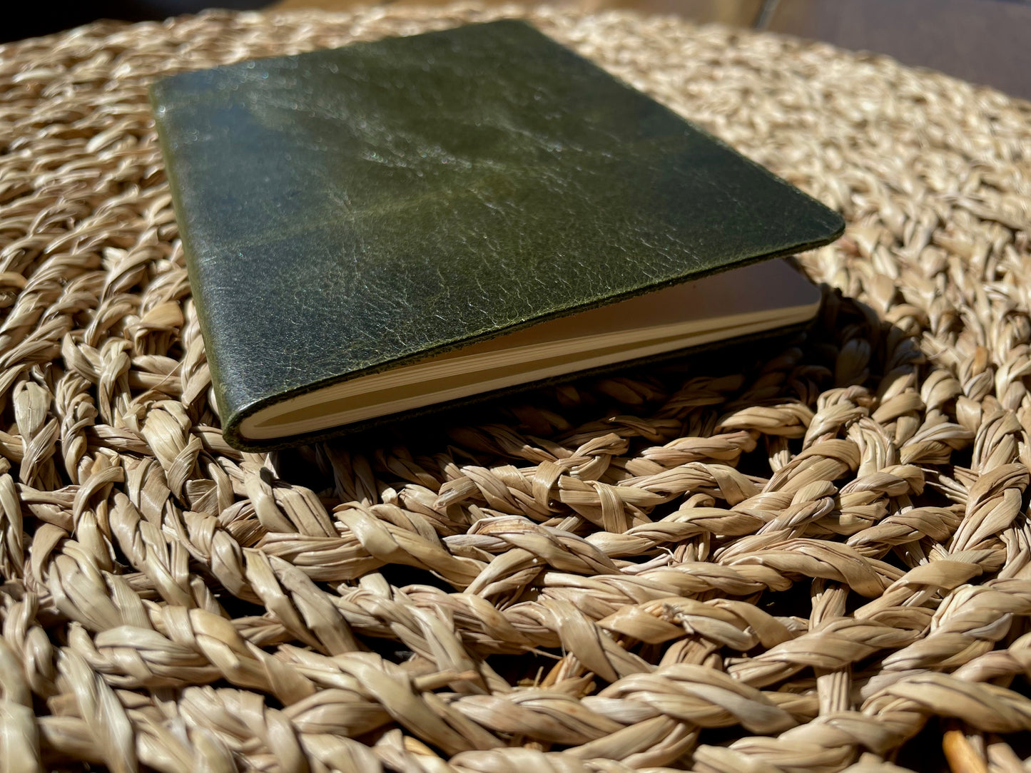 Handmade Italian Leather Thin Pocket Notebook - Small Travel Journal 5" x 4"