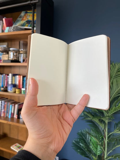 Handmade Italian Leather Thin Pocket Notebook - Small Travel Journal 5" x 4"