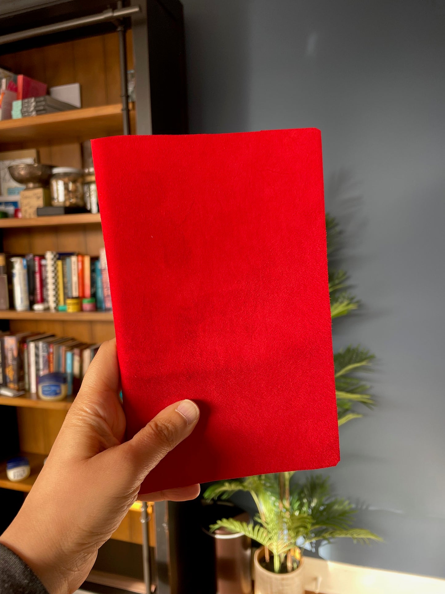 Handmade Red Suede Journal — Leather-Bound Notebook for Writing, Sketching & Gifting