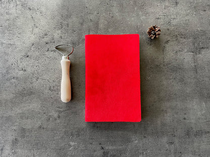 Handmade Red Suede Journal — Leather-Bound Notebook for Writing, Sketching & Gifting