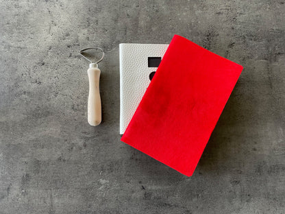 Handmade Red Suede Journal — Leather-Bound Notebook for Writing, Sketching & Gifting